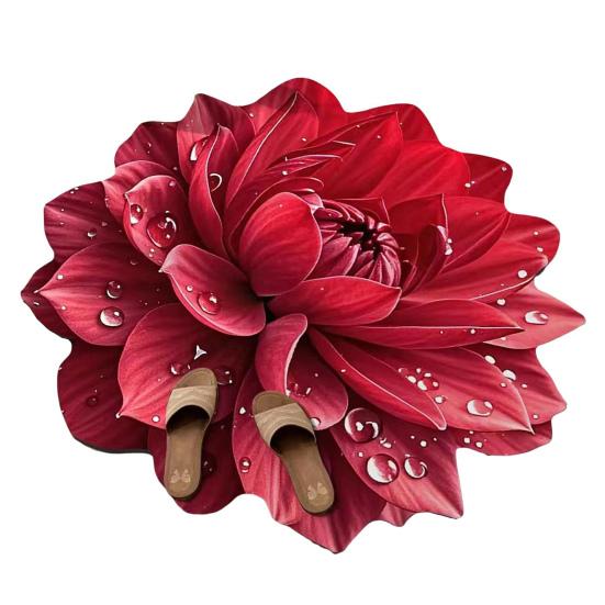 Цветочный коврик для пола Нескользящий Впитывающий коврик для ванной Декоративный 3D Реалистичный узор Цветочный коврик для гостиной Ванной Кухни