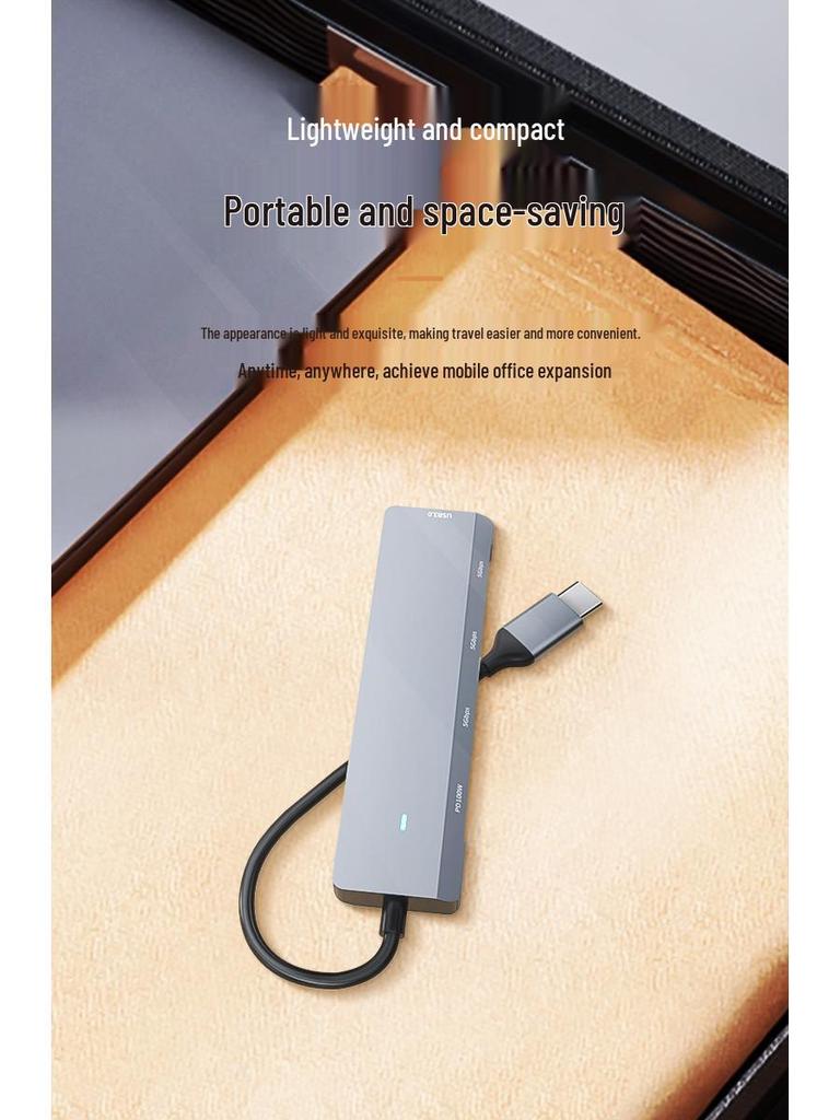 Хаб Type-C «пять в одном»: Быстрая зарядка PD100W с расширением USB3.0/Type-C.