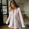 Women's New Spring and Summer Printed Loose Long-sleeved Tops, Shorts, Pajamas Suits, Pure Cotton Casual Home Clothes