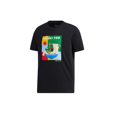 Повседневная спортивная футболка с круглым вырезом Neo Cartoon Print, мужские топы, черный GP5814
