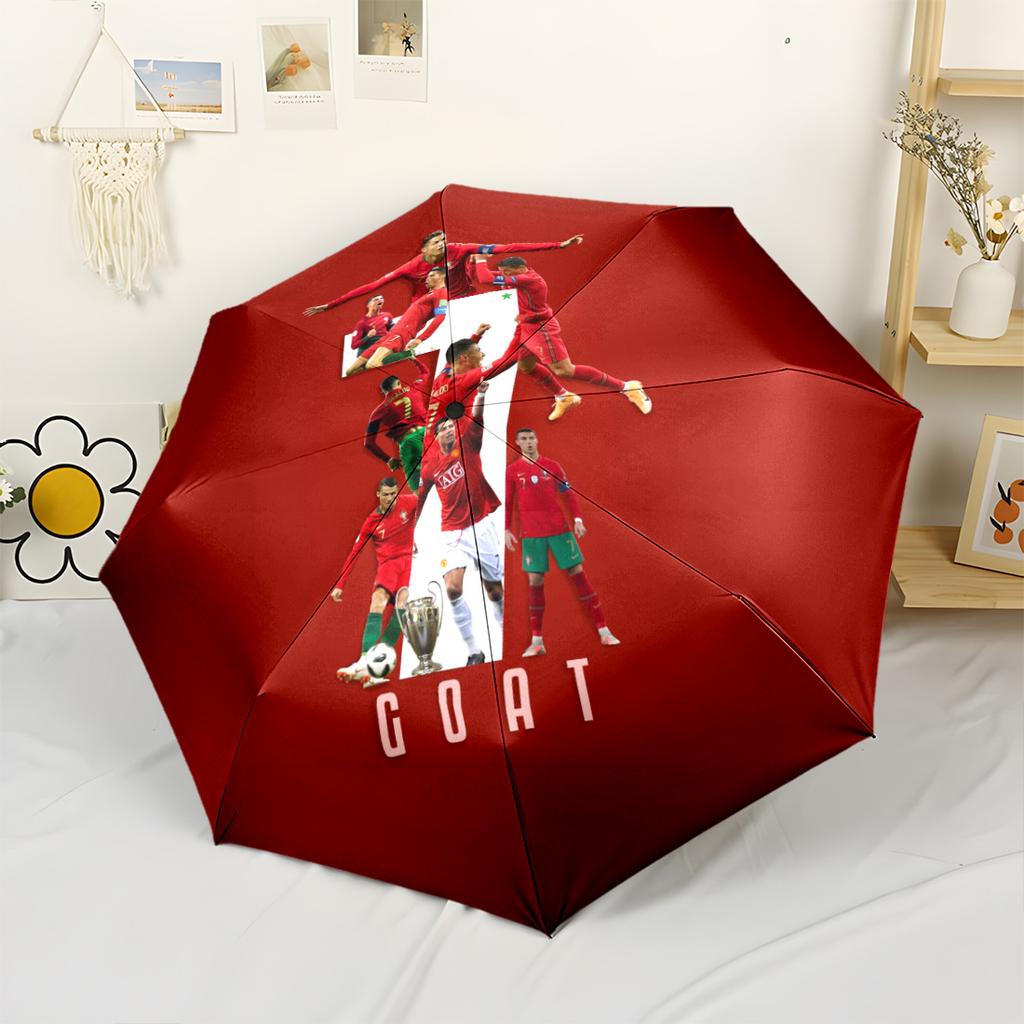 Cristiano Ronaldo Compact Travel Automatic Umbrella Sturdy 8-Rib Shaft Foldable Design Travel Essential Fashion Lovers Stylish Gift for Women