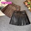 Юбки из кожи для девочек Весна Осень 2024 Новые юбки из искусственной кожи Универсальные юбки из кожи для девочек