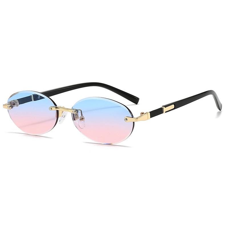 Трендовые безободковые овальные солнцезащитные очки - Заявление о хип-хоп моде для горячей девушки