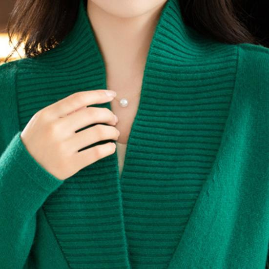 Women Sweater Coat V-Neck Long Sleeve Ruffle Hem Knitting Sweater Solid Color Slim Fit Waist Tight