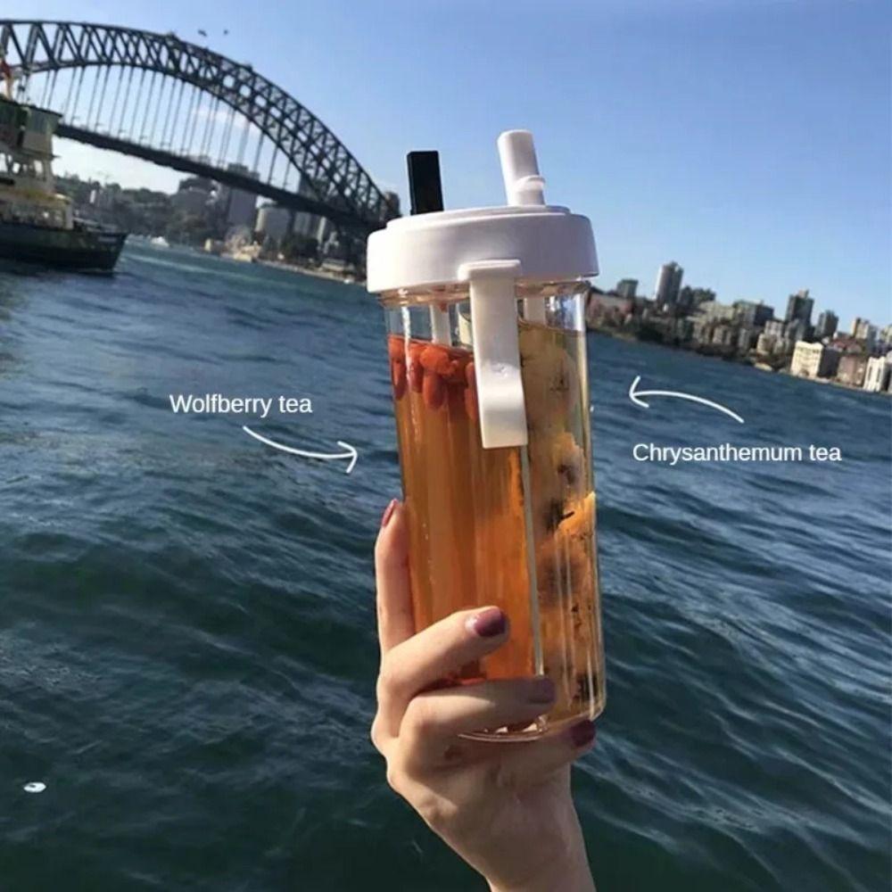 Двойная соломинка отдельные бутылки для питья воды пластиковые кружки для пар новая спортивная бутылка