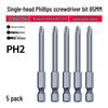 Strong Magnetic Phillips S2 Single Head Hex Shank Screwdriver Bit for Hand Drill - Super Hard, Small Head.