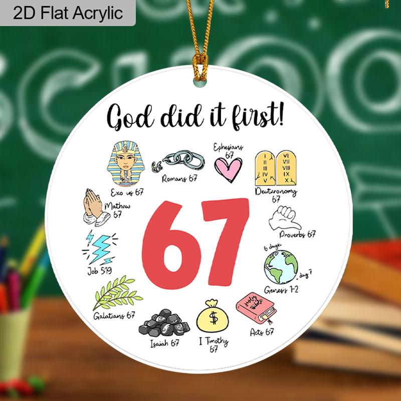 Юмор Бог Сделал Это Первым 67 Религиозный Акриловый Орнамент Библейский Стих Подвесное Украшение Подарок для Христиан Друзей Семьи