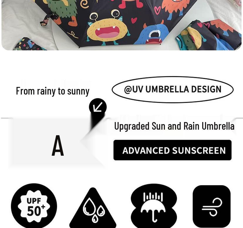 Cute Cartoon Kids' Auto Umbrella: Sun & Rain Protection with UV Shield