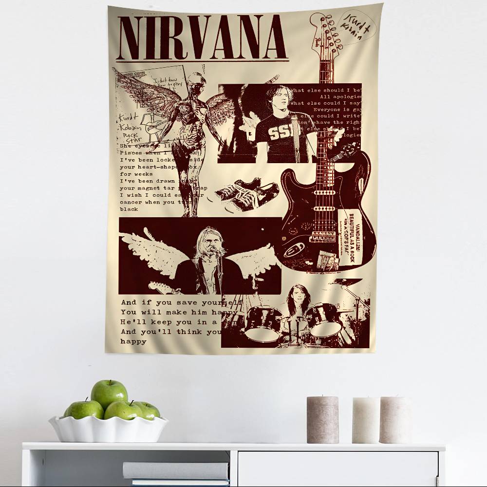 Группа Nirvana рок-группа большой напечатанный гобелен искусство любитель музыки домашний декор научная фантастика домашний декор