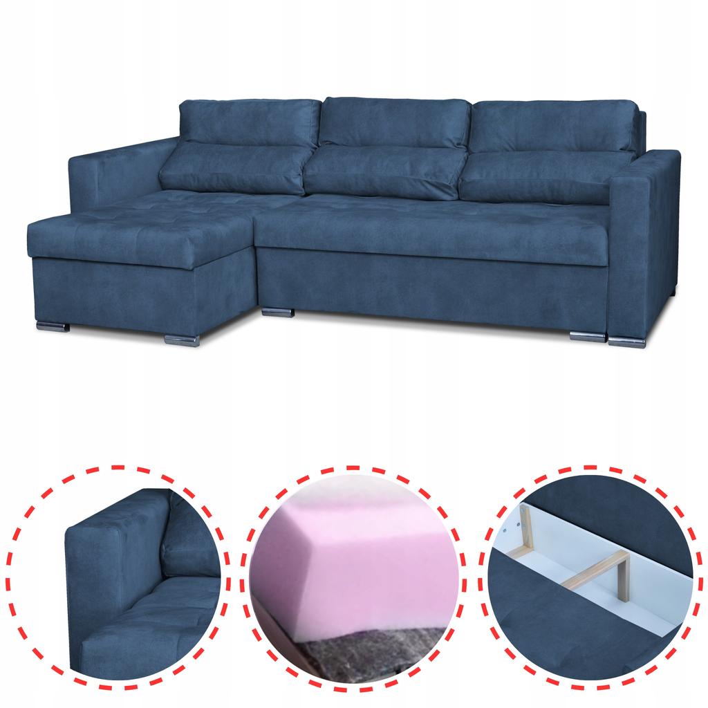 Varius Corner Sofa Bed with Sleeping Function Family Furniture Cornea Blue