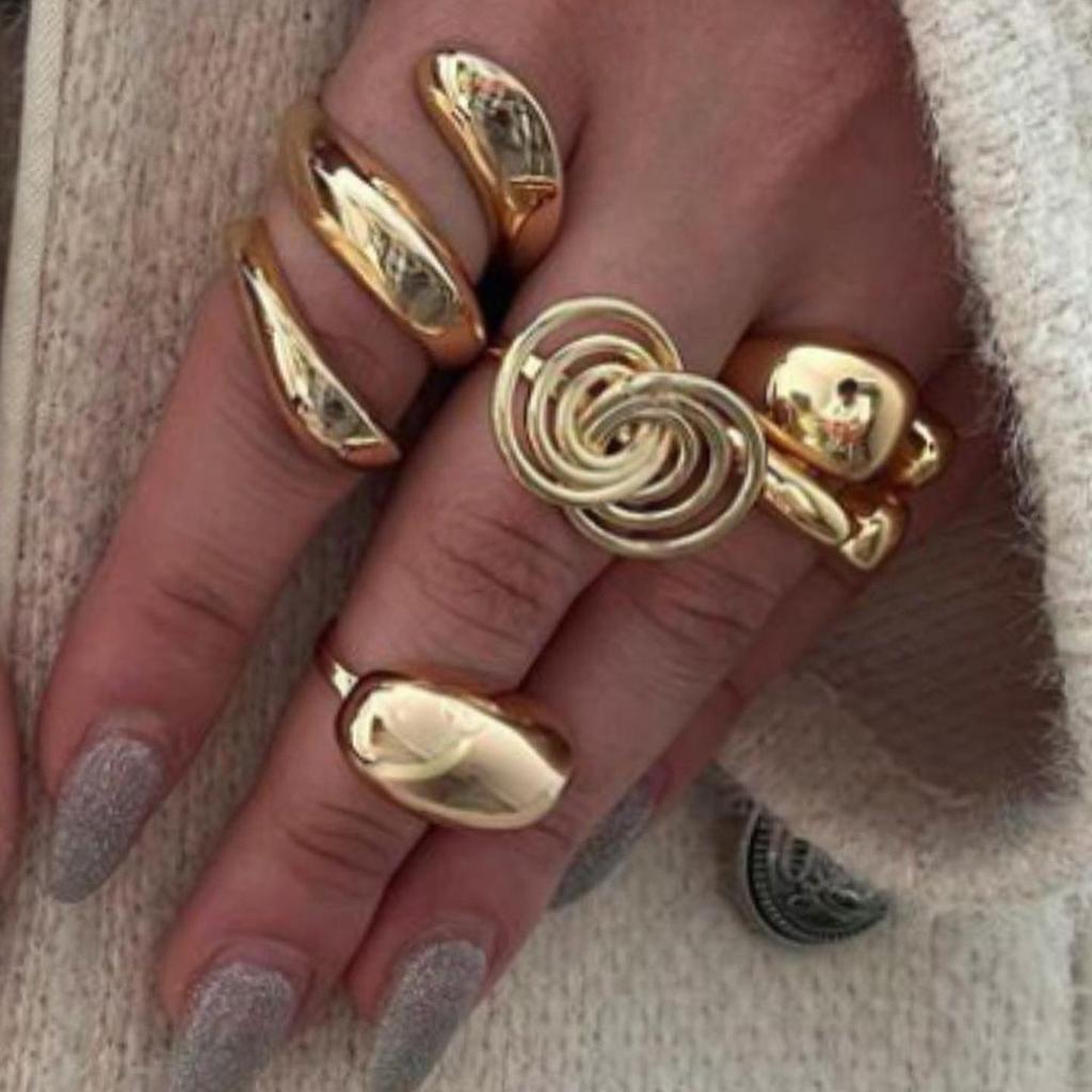 Youthway Металлическое Двухслойное Кольцо из Нержавеющей Стали с Золотым Покрытием, Модные Ювелирные Изделия, Дизайнерские Аксессуары, Подарок для Вечеринки, Новинка