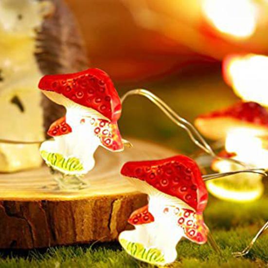 Гирлянда Мягкое освещение Работает от батареи Энергосберегающая защита глаз Не мерцает Реалистичный грибной светодиодный сказочный свет Праздничная вечеринка Ночная лампа