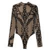 Women's Lace Sheer V Neck Long Sleeve T Shirts Tops Bodysuit Jumpsuit Bodycon Rompers Fall Clothes Clubwear Bodysuits