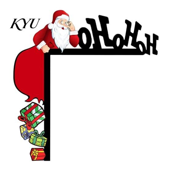 Gingerbread House Decor Christmas Wooden Door Corner Sign, L Shaped Festive Hanging Ornament Indoor Holiday Wall Art for Party, Santa Reindeer