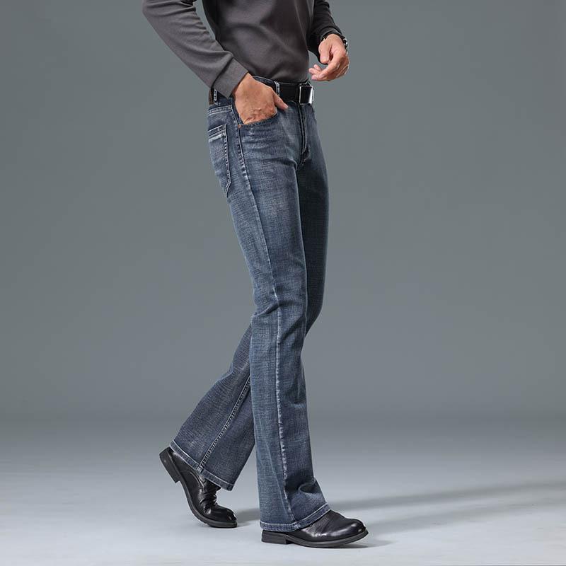 Мужские эластичные джинсы с высокой талией Cassic Design Расклешенные джинсы Мужские синие джинсы