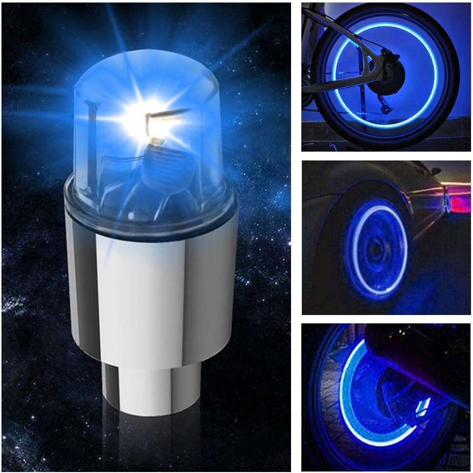 12 PCS LED Wheel Lights Flash Light Tire Valve Cap Lamp For Car Trucks Motorcycle Bike (Blue)
