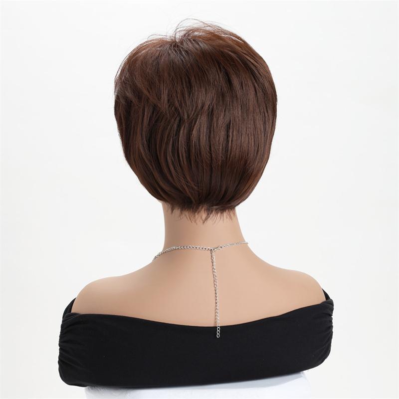 Синтетические парики для женщин Натуральный короткий кудрявый парик с челкой Коричневый смешанный блонд Парики Повседневный костюм Повседневный Женский искусственный волос