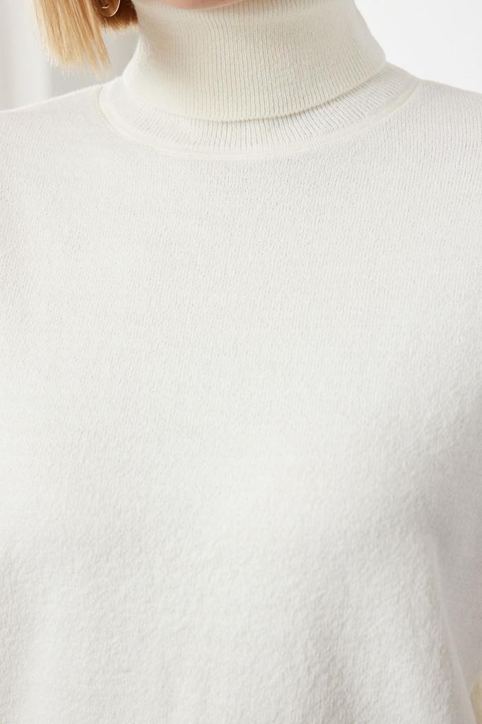 Женский модный стильный свитер, черная шерстяная пара, широкий трикотаж с высоким воротником, свитер