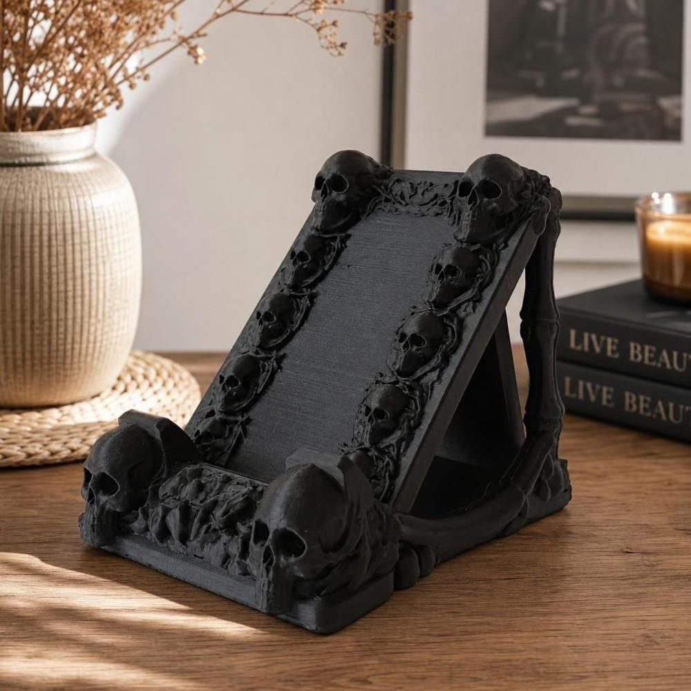 Creative Gothic Phone Stand Multi-Purpose Desktop Ornament Edgy Skull Phone Holder Gift Giving