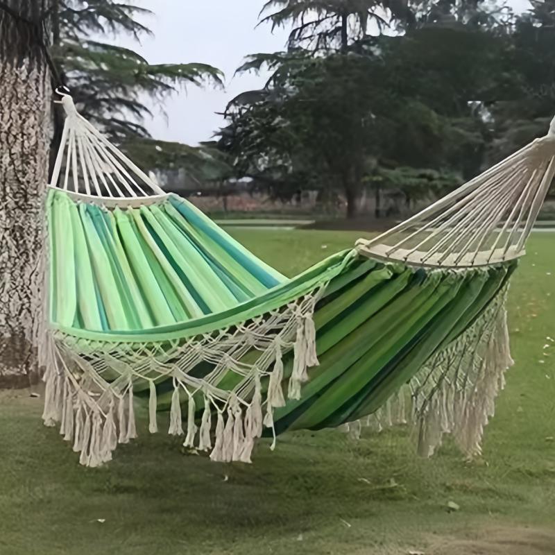 1PC Outdoor Camping High Load Bearing Hammock Tassel Canvas Garden Swing Chair Hanging Bed Foldable Out/Indoor Hanging Hammock