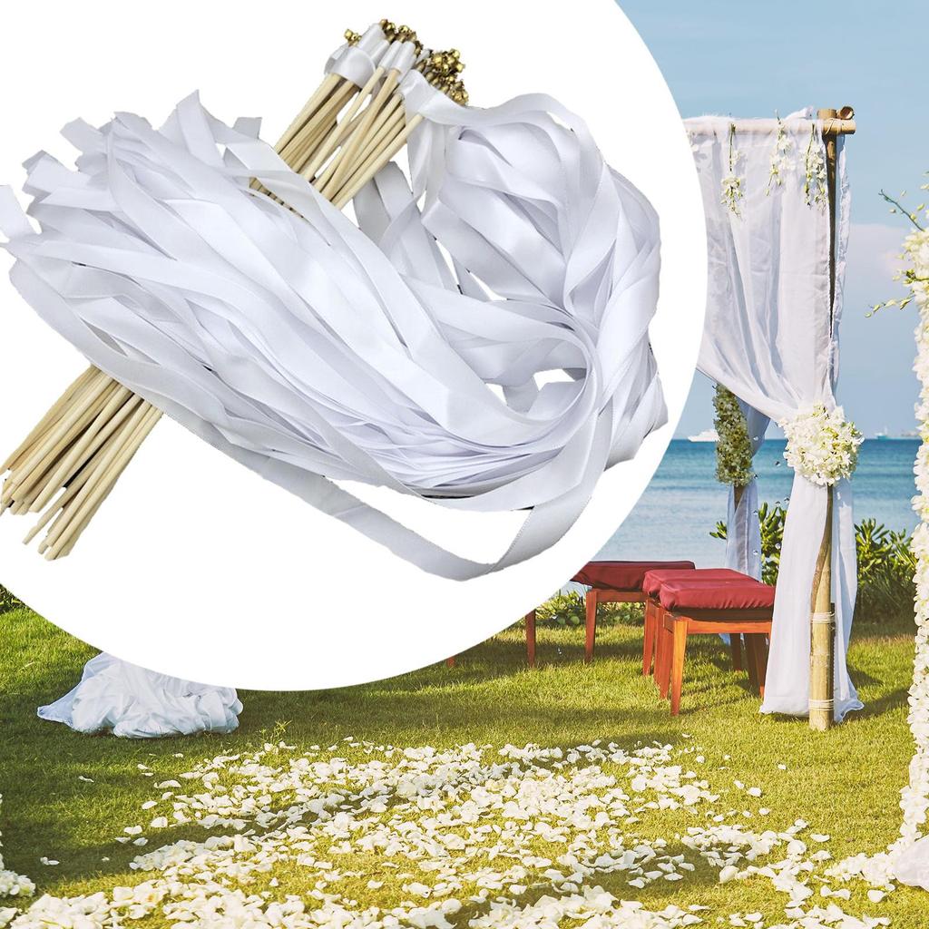 20Pcs Ribbon Wands Wedding Streamers Stick Fairy Wand Photo Props Decorations