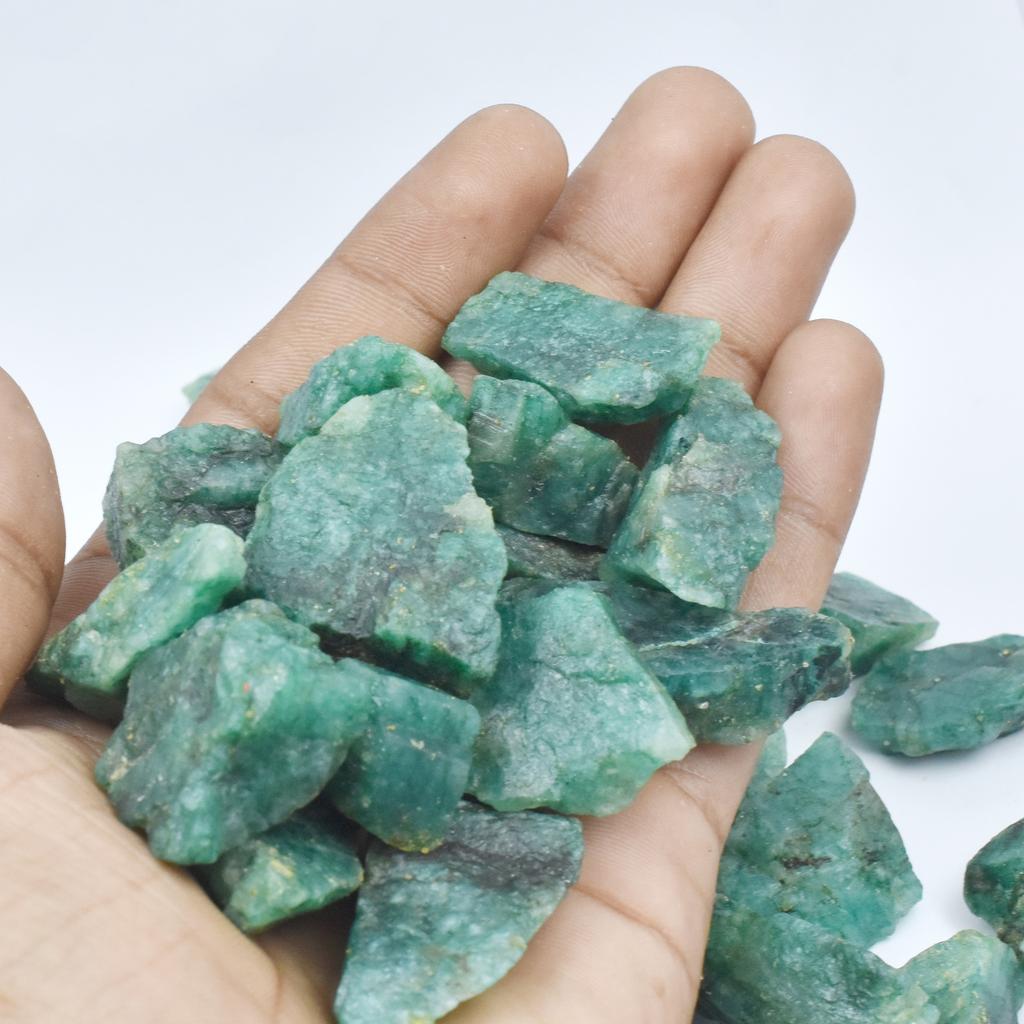 CERTIFIED Natural Green Emerald Raw Rough Lot 600 Ct Earth Mined Loose Gemstone