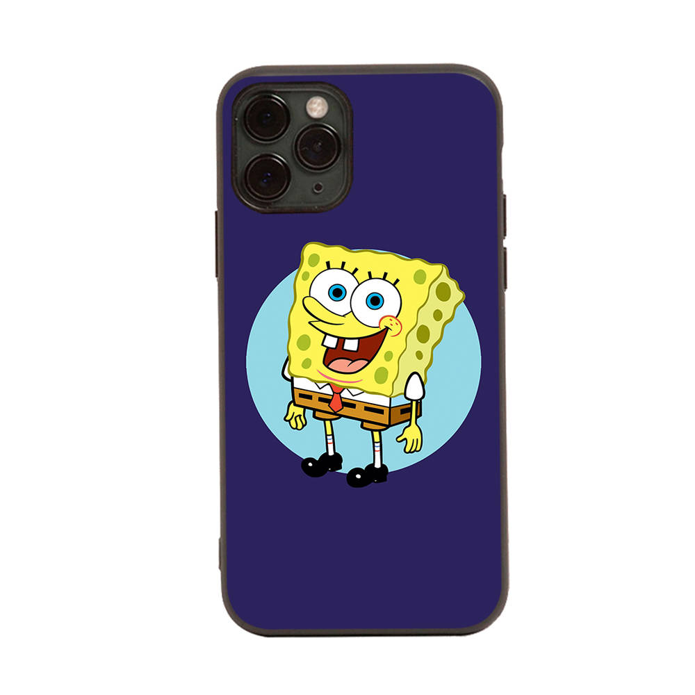 PB7 Little Cute Spongebob Black Sofe Case for iPhone 16 15 Plus 14 13 Pro 8 SE XR XS Max P30 Nova 5T Y5P Y6 Y7 Y8P Y9 Realme C30 C33 C31 VIVO Y36 V27