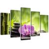 Five Piece Picture Canvas Print Orchid Zen Stones