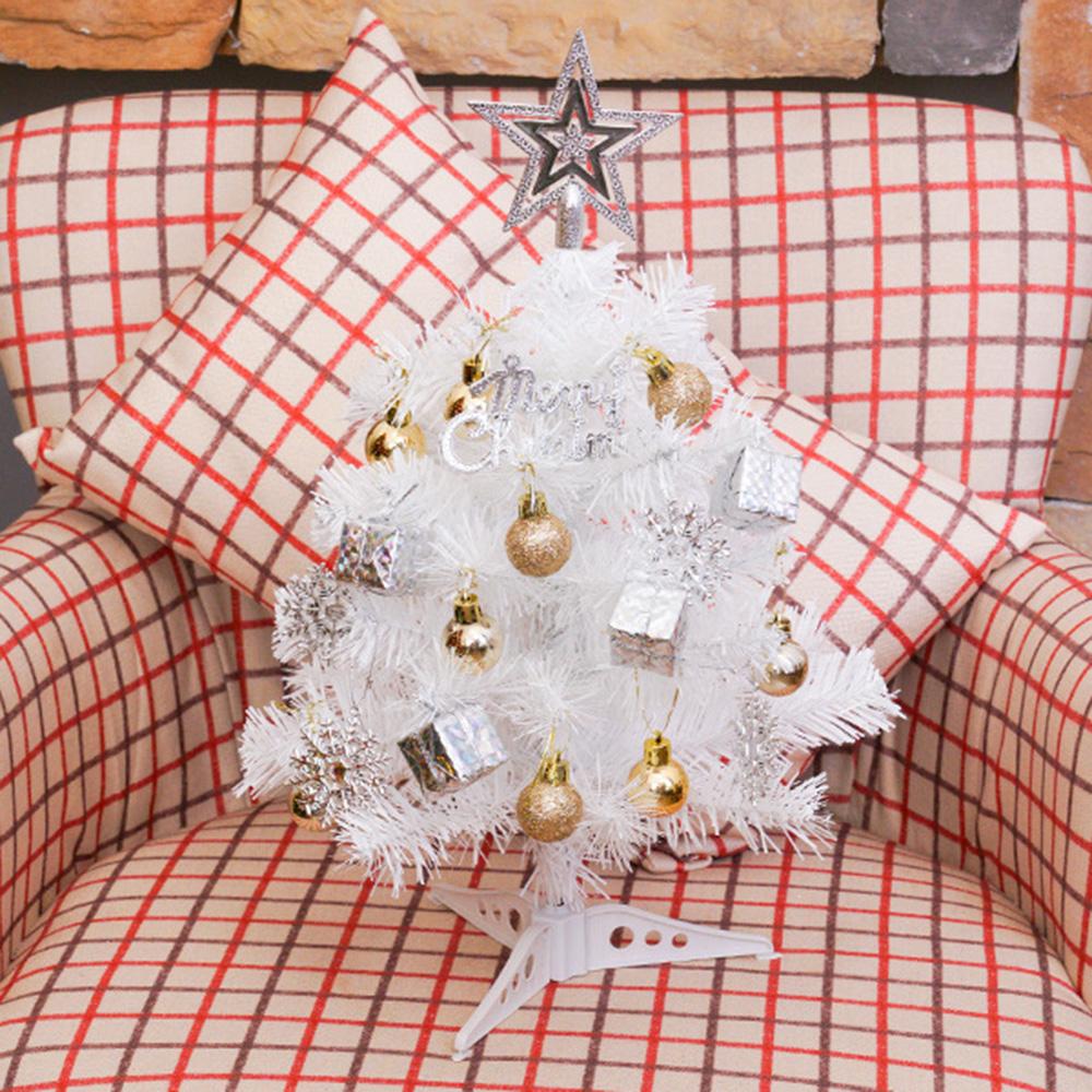 40cm Mini Tabletop Christmas Tree PVC Christmas Tree with Hanging Ornaments for DIY Christmas Decoration