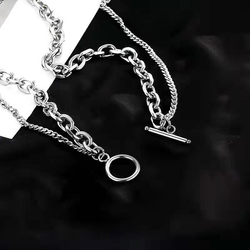 Титановая сталь двойной слой толстая цепь ot пряжка ожерелье мужчины и женщины универсальное мода улица хип-хоп персонализированные украшения ожерелье тренд