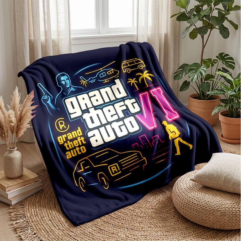 Grand theft autoPrinted Flannel Blanket Cozy Skin-Friendly Warm Throw for Couch Bed Indoor Daily Use