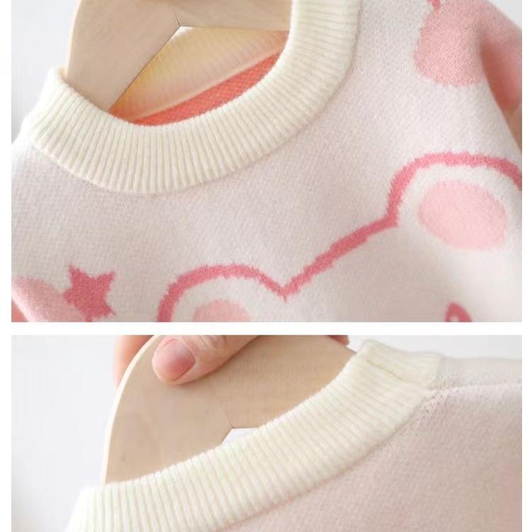Свитер для девочек, шерстяное пальто, детские топы, вязаные милые теплые зимние осенние свитера, рождественский подарок, детская одежда