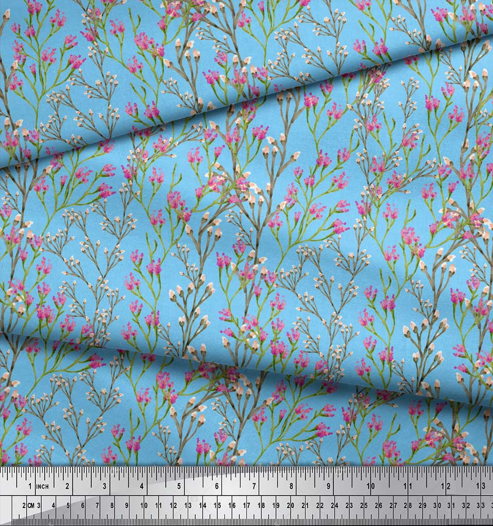 Soimoi Черная полиэстеровая креповая ткань с акварельным принтом «Цветы и бутоны» на метры 42 дюйма