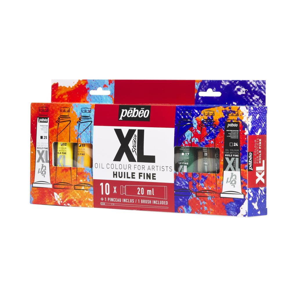Pebeo Oil Paint XL Set X 10 Colors 1 Brush (20ml + Included)