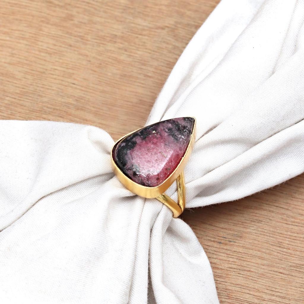 Rhodonite Gemstone Handmade Silver Jewelry  "7.5"