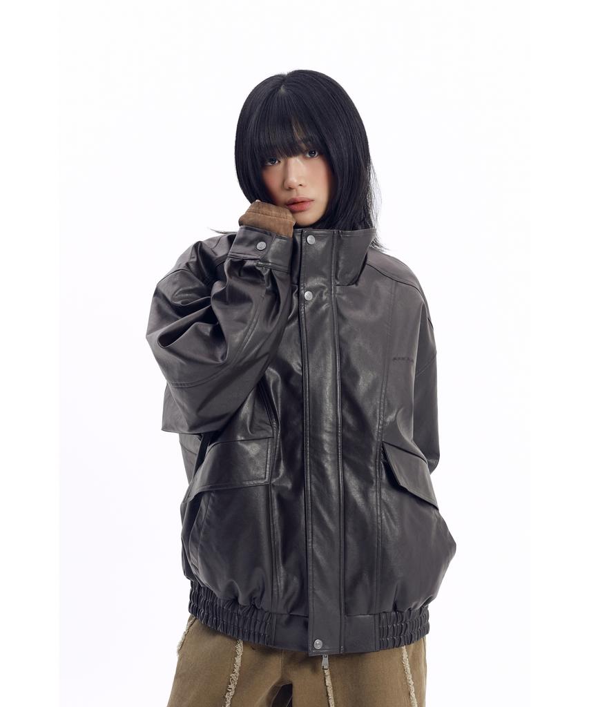 Aakam Dad Leather Jacket (Brown)