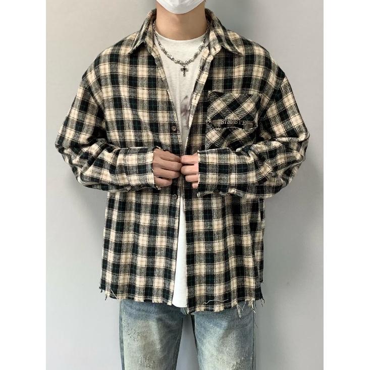 Рубашка с длинным рукавом с буквенным принтом 2024 года в японском стиле в стиле Гонконга, свободная рубашка для мальчиков, летнее модное универсальное повседневное пальто