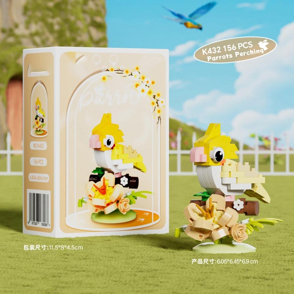 Игрушка Конструктор Животное Птица для Детей Девочка 8 Лет Подарок на День Рождения Мини Развивающий Попугай Сборный Кирпичик Игрушка для Мальчика