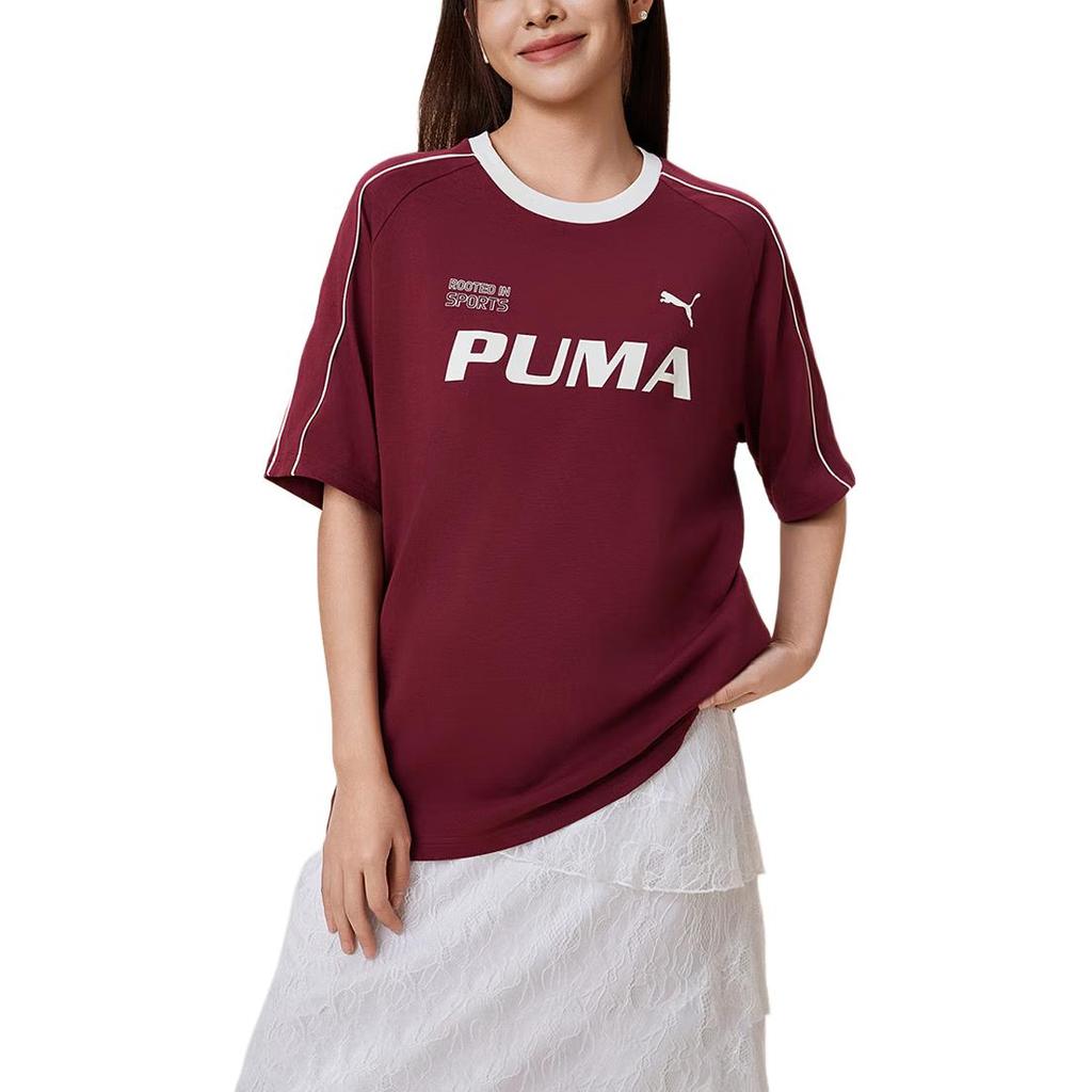 Puma Крутая Технология Ретро Цветной Блок Свободная Короткая Рукавная Футболка Унисекс Топы 695496-28