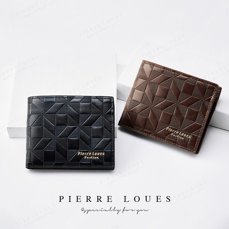 Мужской короткий мягкий кошелек тройного сложения с отделениями для нескольких карт - модный и повседневный