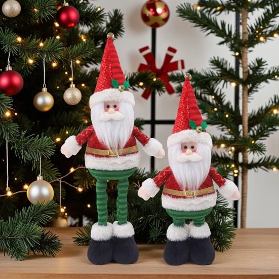 Рождественская плюшевая кукла с выдвижными ногами, ручной работы, стоящий снеговик, Санта-Клаус, плюшевая игрушка, Рождество