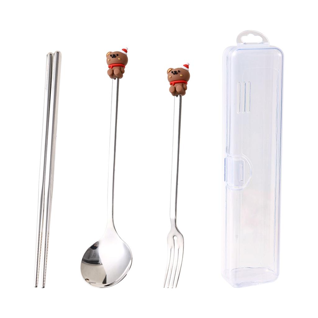 Портативный набор столовых приборов из нержавеющей стали 316, вилка, ложка, палочки для еды, с коробкой, рождественский набор столовых приборов, многоразовая посуда