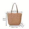Zipper Beach Bag Bohemian Style Raffia Shoulder Bag Simple Weave Straw Tote Bag  Shopping