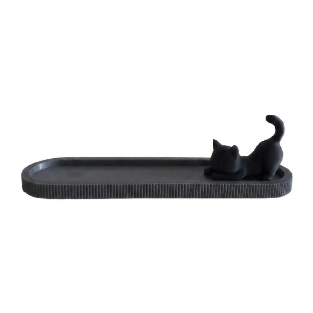 Zen Style Black Cat Incense Stick Holder 3D Printed Plastic Incense Burner with Ash Catcher Funny Mobile Cat 7