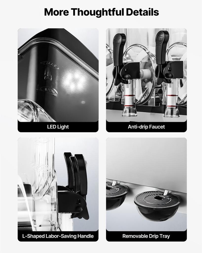 VEVOR Commercial Frozen Drink Maker, 15Lx3 Triple Tank Slushy Machine, 180 Cups Stainless Steel Margarita Smoothie Frozen Drink Machine