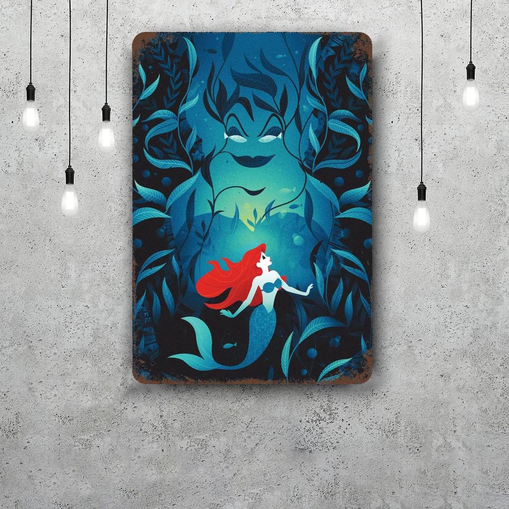 MINISO The Little Mermaid (Signature Edition) Decor Poster Tin Sign Metal Sign Decorative Plaque Pub Bar Cave Wall Decoration