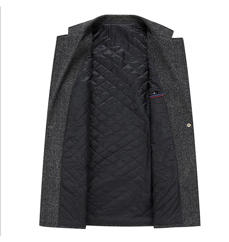 Мужское шерстяное пальто в стиле business casual средней длины - Коллекция Осень/Зима 2025, Утепленное хлопком.