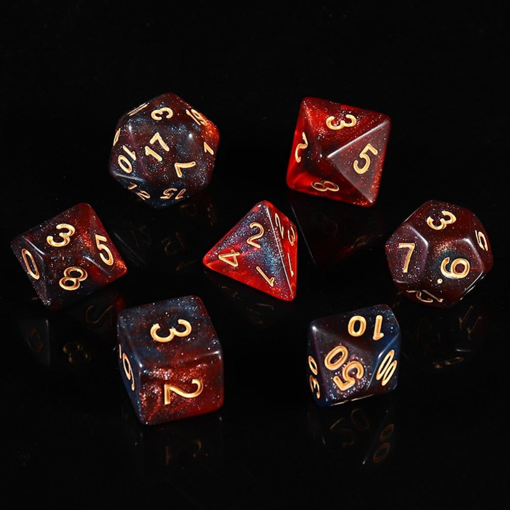7PCS/Set Digital Acrylic Dice Polyhedral Mixed Color Dice Pearlescent Dice  for RPG DnD