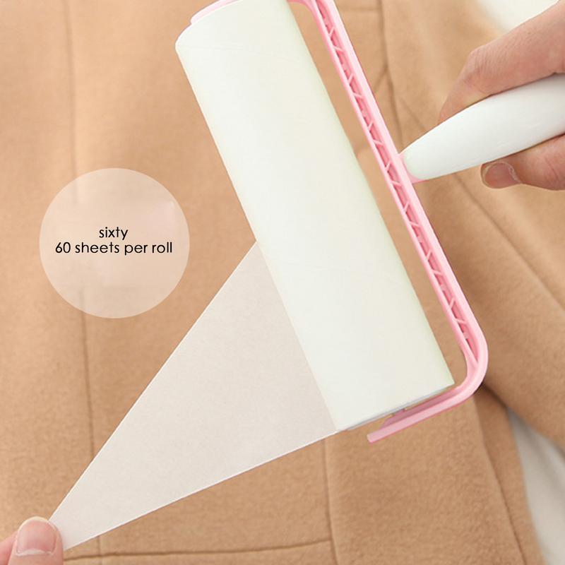 Липкий ролик для удаления шерсти домашних животных, ворса, эргономичный ручной удалитель мусора с клейкими листами для одежды, стирки, мебели, кровати, автомобиля
