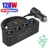 7in1 Cigarette Adapter Charger 12V/24V 4-Socket Car Cigarette Lighter Adapter 120W 3.1A USB+QC3.0+PD3.1A Car Charger Accessories